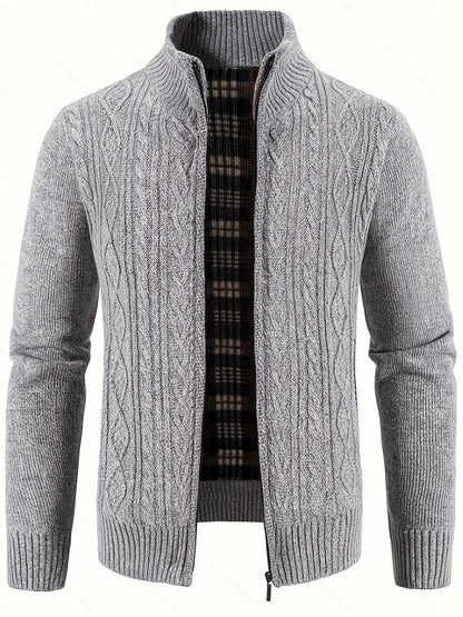 Insulated Cardigan for Men | Funnel Neck Full Zip Warm Winter Layer