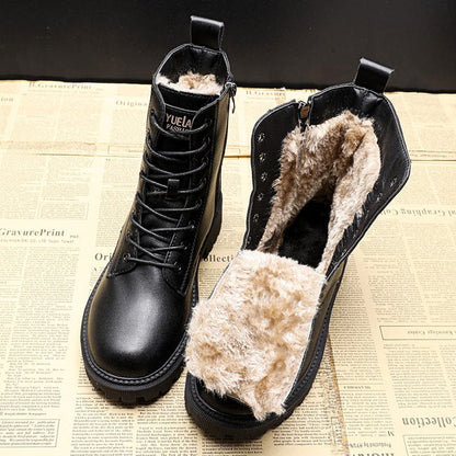 Comfortable Ankle Boots for Women | Lace Up Round Toe Warm Winter Style