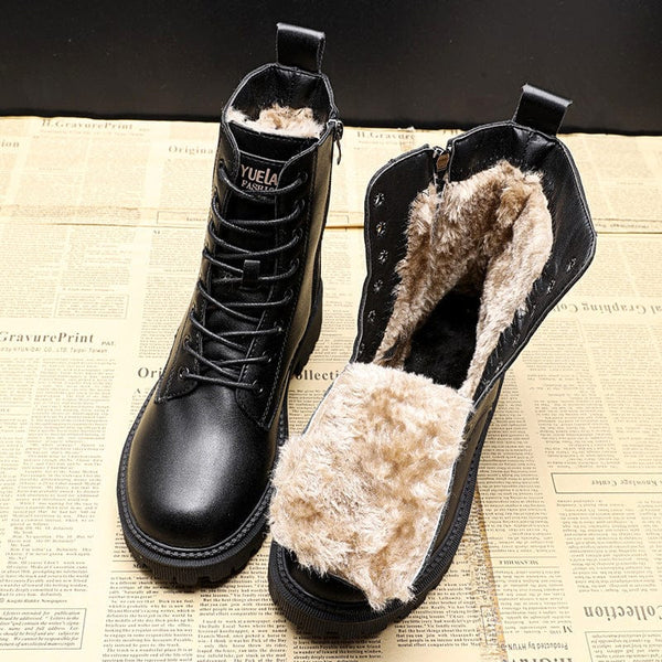 Comfortable Ankle Boots for Women | Lace Up Round Toe Warm Winter Style