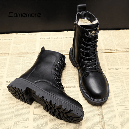 Comfortable Ankle Boots for Women | Lace Up Round Toe Warm Winter Style