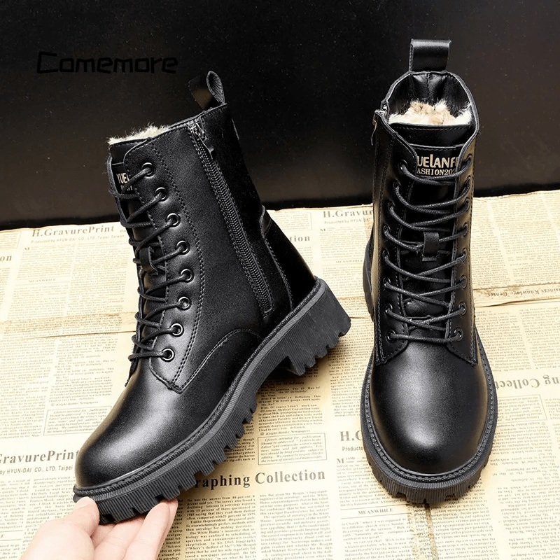 Comfortable Ankle Boots for Women | Lace Up Round Toe Warm Winter Style