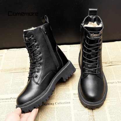 Comfortable Ankle Boots for Women | Lace Up Round Toe Warm Winter Style