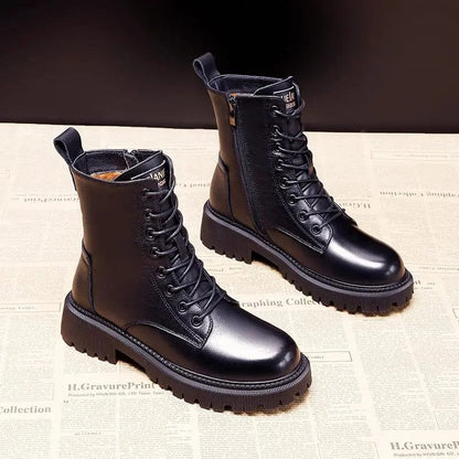 Comfortable Ankle Boots for Women | Lace Up Round Toe Warm Winter Style