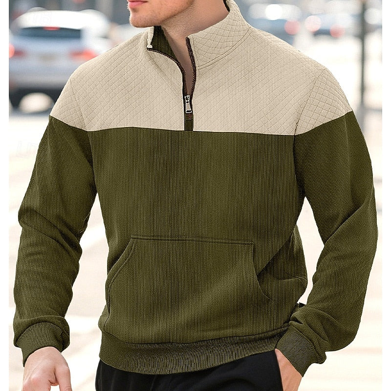 Oversized Sweater for Men | Ribbed Half Zip Warm Winter Layer