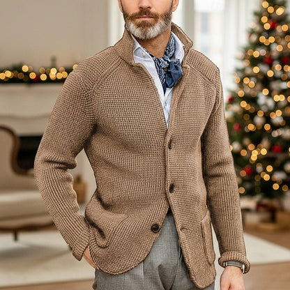 Button Front Cardigan for Men | Funnel Neck Insulated Autumn Layering
