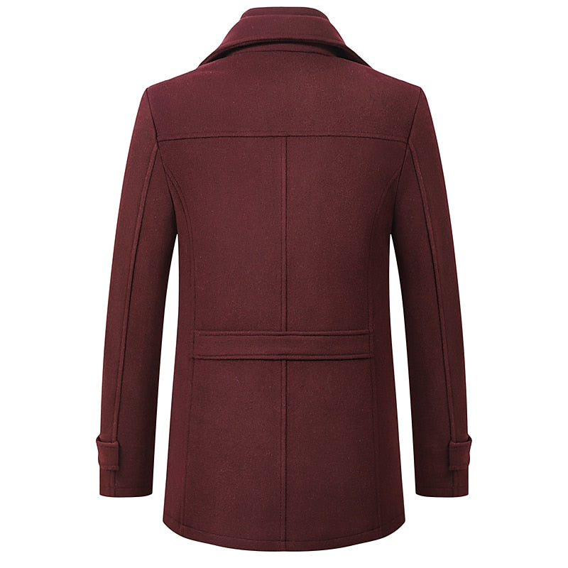 Funnel Neck Winter Coat for Men | Button Front Insulated Autumn Layering