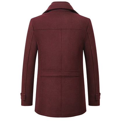 Funnel Neck Winter Coat for Men | Button Front Insulated Autumn Layering