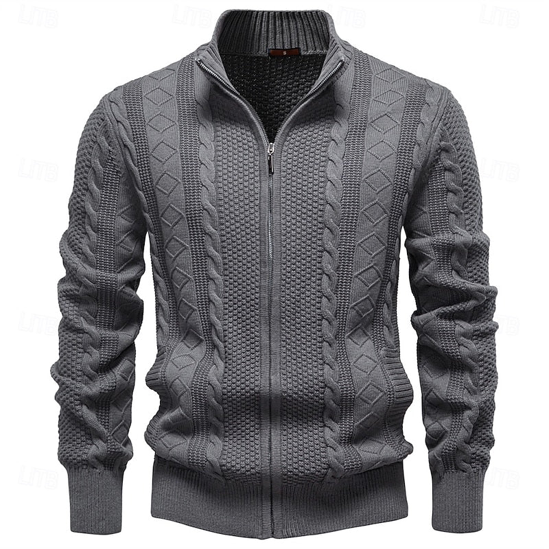 Insulated Cardigan for Men | Side Zip Funnel Neck Cosy Winter Style