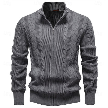 Insulated Cardigan for Men | Side Zip Funnel Neck Cosy Winter Style