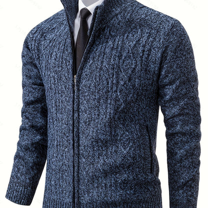 Insulated Cardigan for Men | Funnel Neck Full Zip Warm Winter Layer