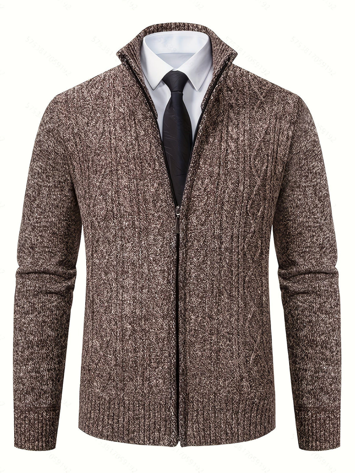 Insulated Cardigan for Men | Funnel Neck Full Zip Warm Winter Layer