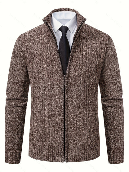 Insulated Cardigan for Men | Funnel Neck Full Zip Warm Winter Layer