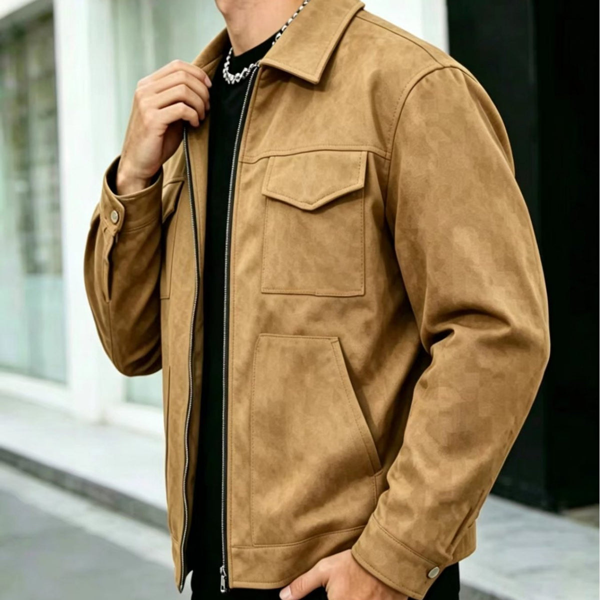 Classic Winter Jacket for Men | Lapel Collar Full Zip Autumn Layering