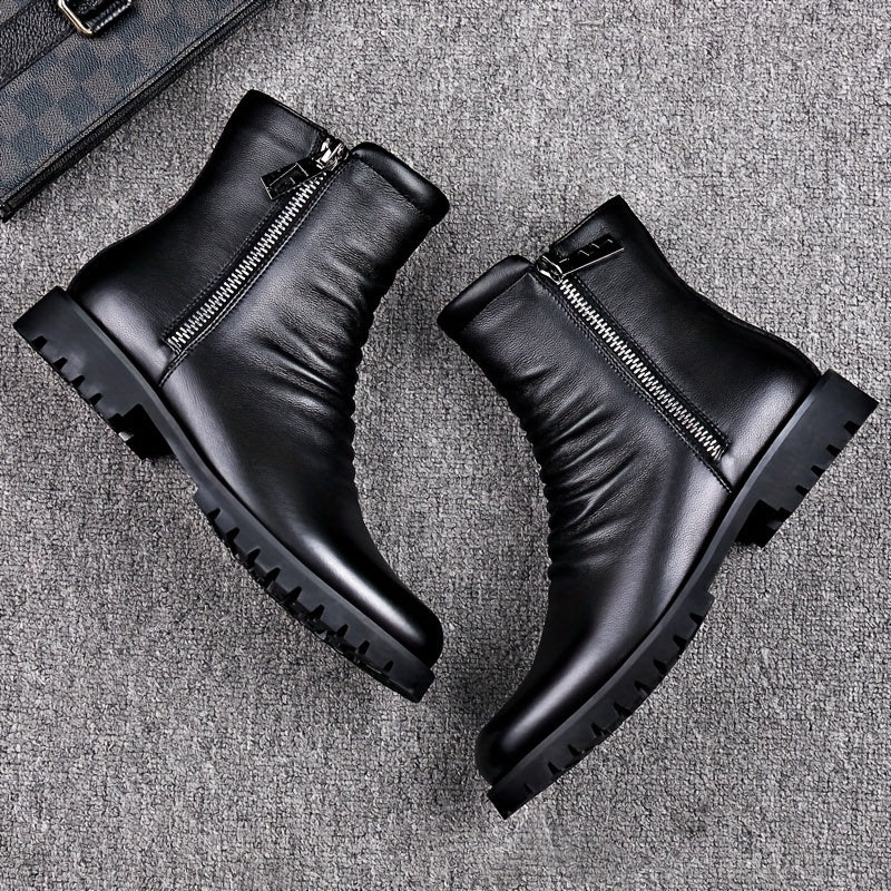Lug Sole Mid Calf Boots for Women | Side Zip Warm Winter Style
