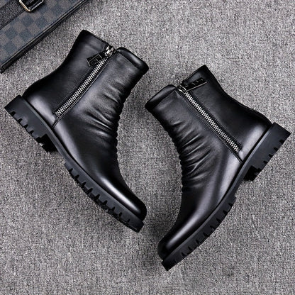 Lug Sole Mid Calf Boots for Women | Side Zip Warm Winter Style