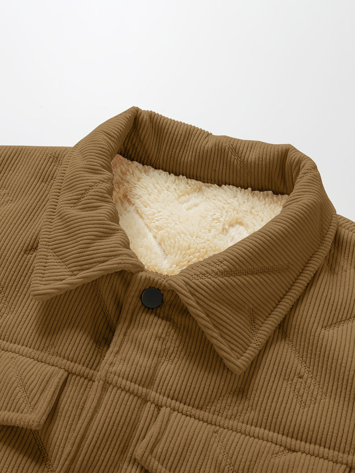 Fleece Lined Winter Jacket for Men | Button Front Lapel Collar Autumn Layering