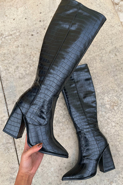 Block Heel Knee High Boots for Women | Animal Print Fall & Winter 2026
