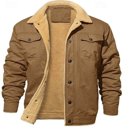 Fleece Lined Winter Jacket for Men | Button Front Insulated Cold Weather Ready
