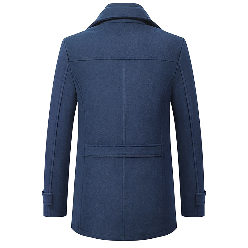 Funnel Neck Winter Coat for Men | Button Front Insulated Autumn Layering