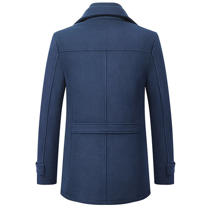 Funnel Neck Winter Coat for Men | Button Front Insulated Autumn Layering