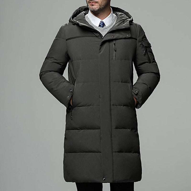 Hooded Puffer Jacket for Men | Longline Insulated Cold Weather Ready