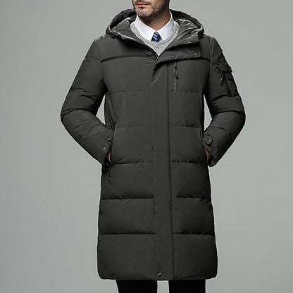 Hooded Puffer Jacket for Men | Longline Insulated Cold Weather Ready