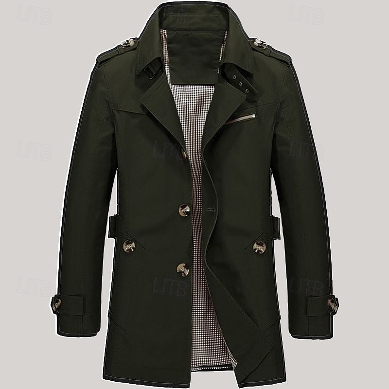 Cosy Trench Coat for Men | Button Front Autumn Layering