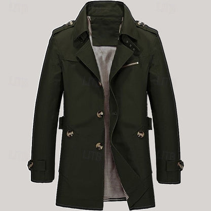 Cosy Trench Coat for Men | Button Front Autumn Layering