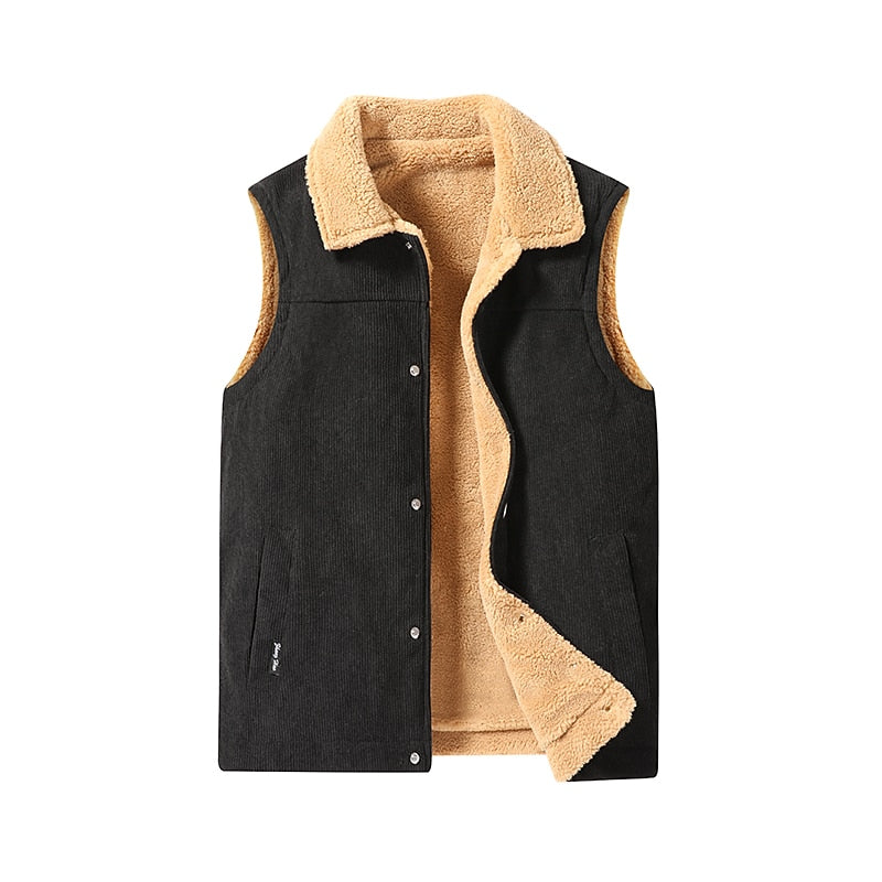Sherpa Puffer Vest for Men | Button Front Insulated Autumn Layering
