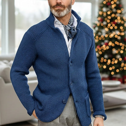 Button Front Cardigan for Men | Funnel Neck Insulated Autumn Layering