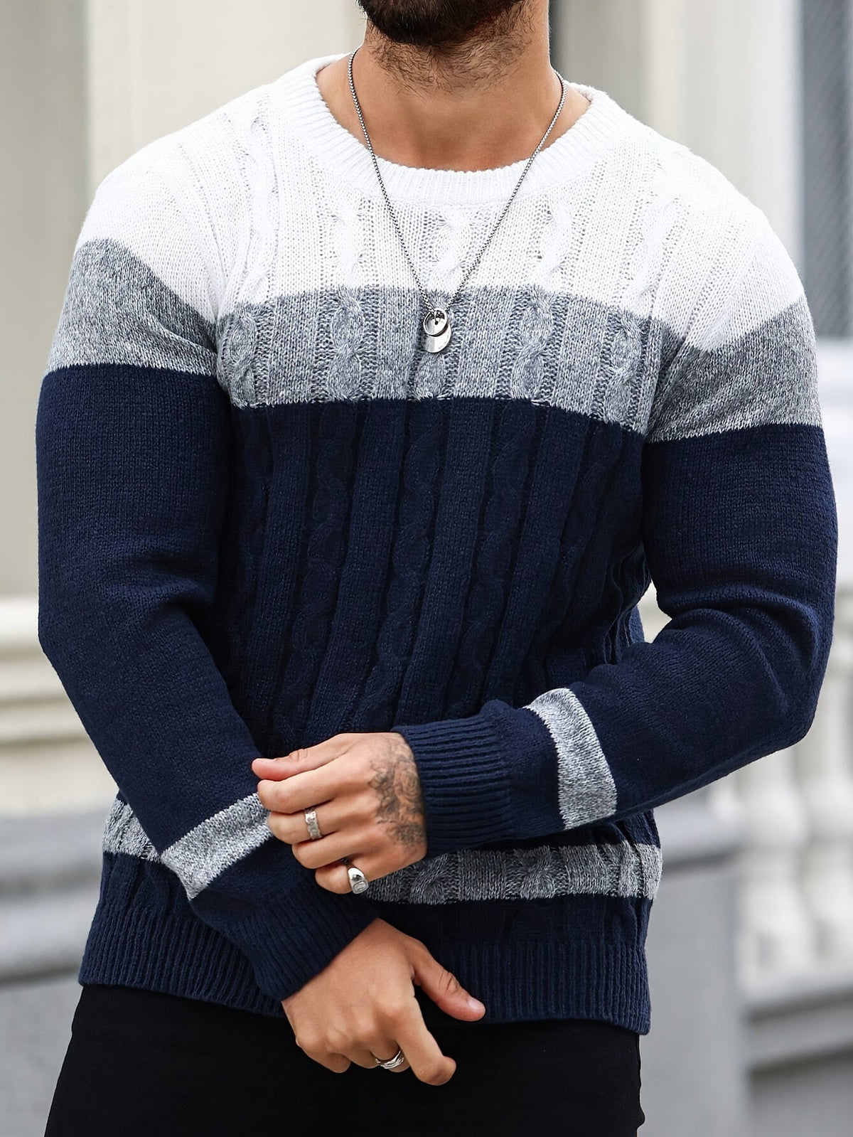 Everyday Sweater for Men | Ribbed Crew Neck Cold Weather Ready
