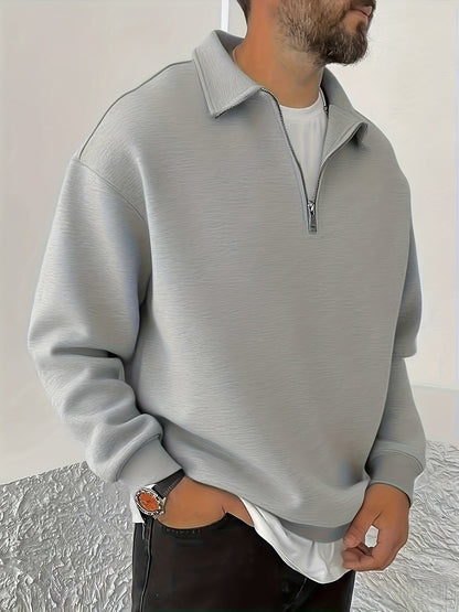 Oversized Sweatshirt for Men | Fleece Lined Half Zip Cosy Winter Style