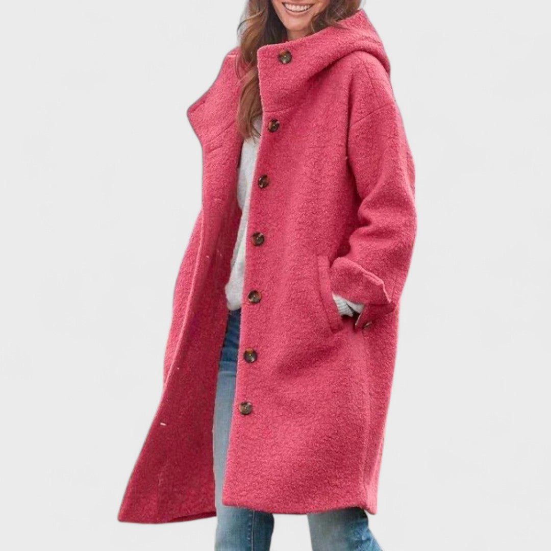 Longline Winter Coat for Women | Side Zip Button Front Cold Weather Ready
