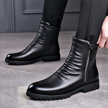 Lug Sole Mid Calf Boots for Women | Side Zip Warm Winter Style