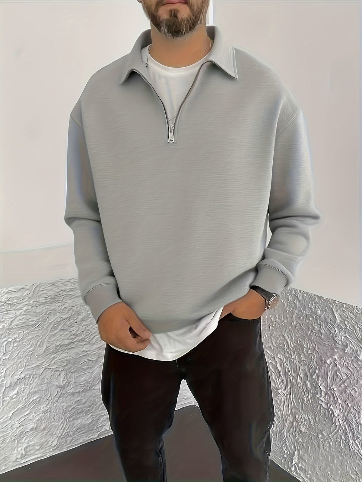 Oversized Sweatshirt for Men | Fleece Lined Half Zip Cosy Winter Style