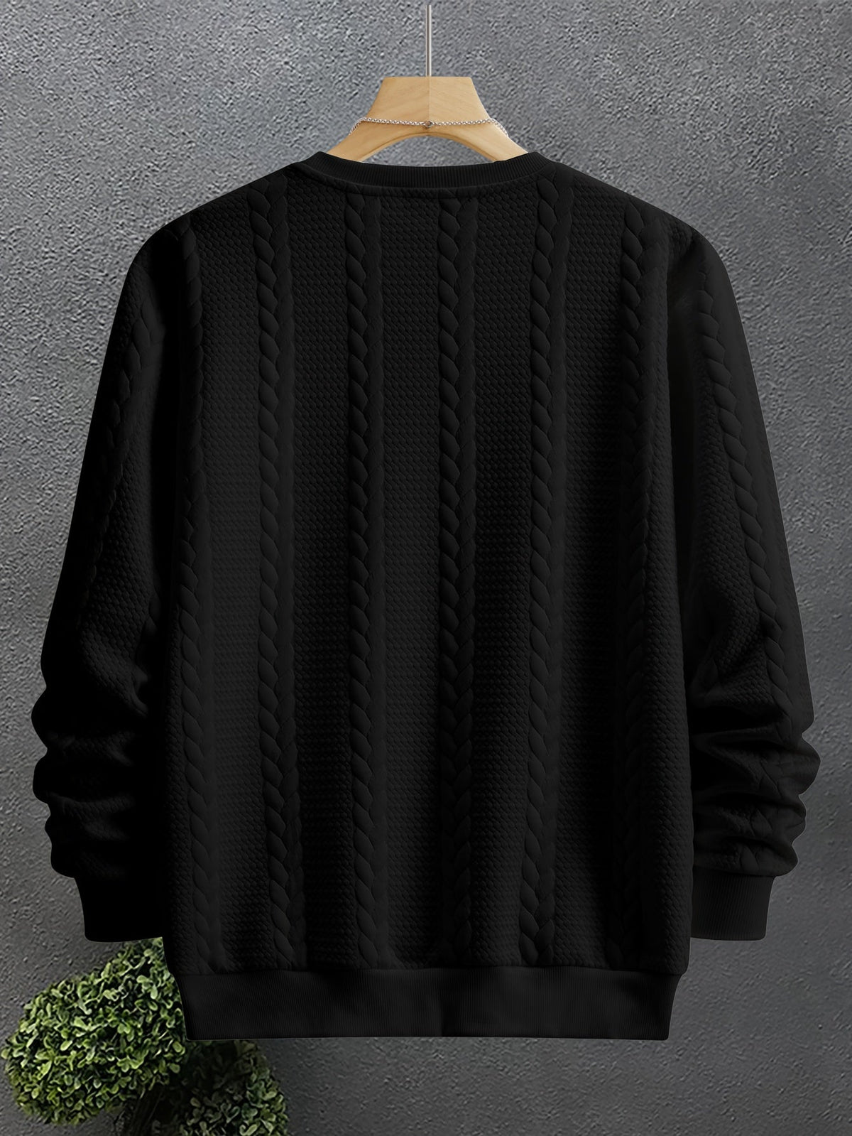 Insulated Sweatshirt for Men | Ribbed Crew Neck Warm Winter Layer