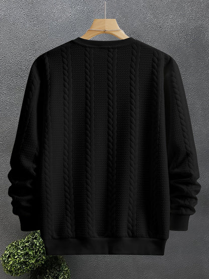 Insulated Sweatshirt for Men | Ribbed Crew Neck Warm Winter Layer