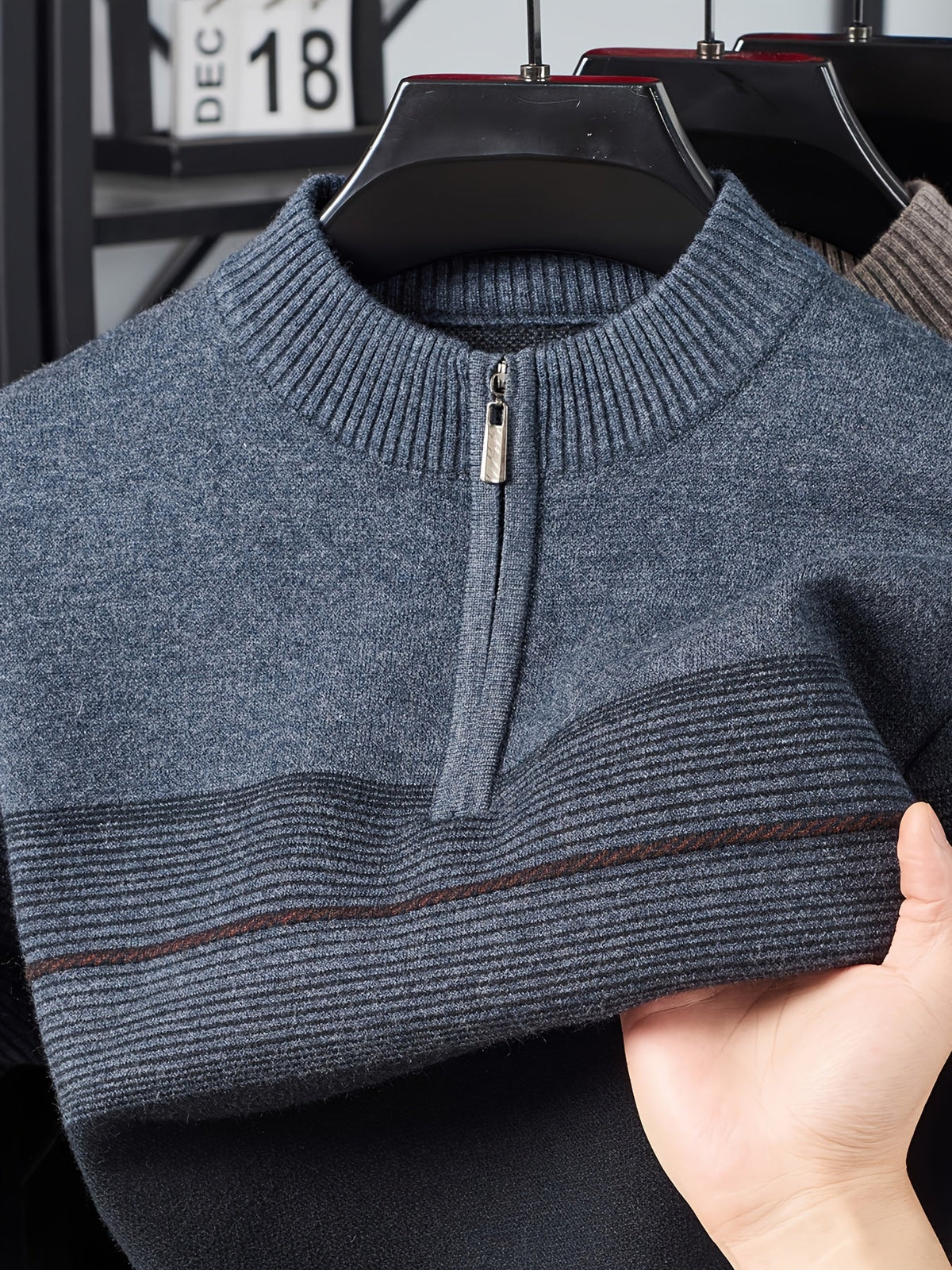 Half Zip Sweater for Men | Funnel Neck Autumn Layering