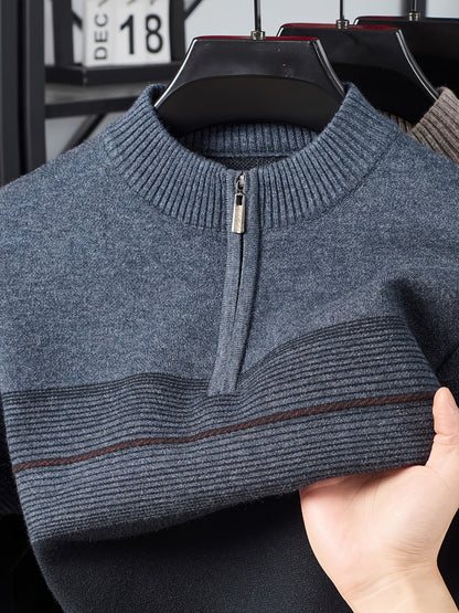 Half Zip Sweater for Men | Funnel Neck Autumn Layering