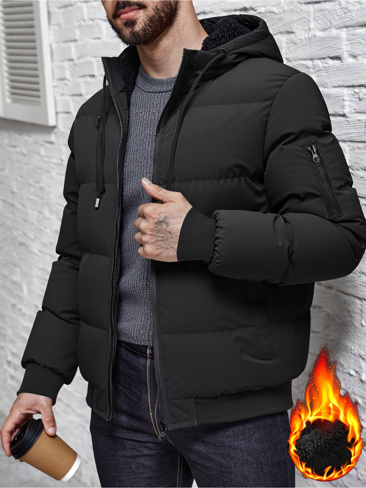 Hooded Quilted Jacket for Men | Ribbed Cosy Winter Style