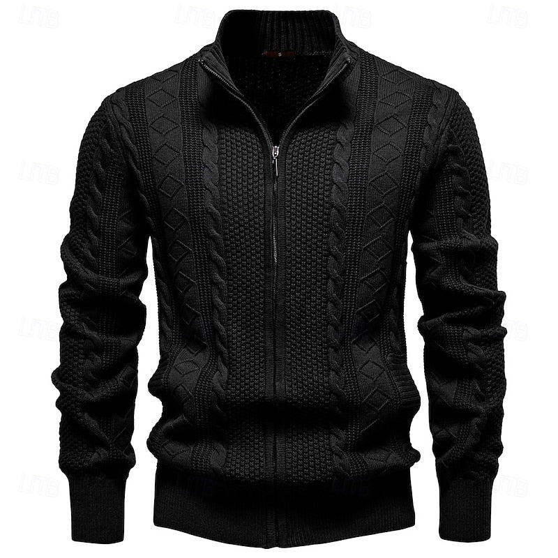 Insulated Cardigan for Men | Side Zip Funnel Neck Cosy Winter Style