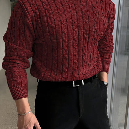 Cable Knit Sweater for Men | Crew Neck Cold Weather Ready