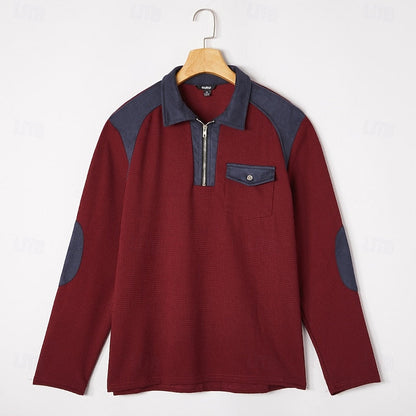 Wine Half Zip Sweater for Men | Warm Winter Layer
