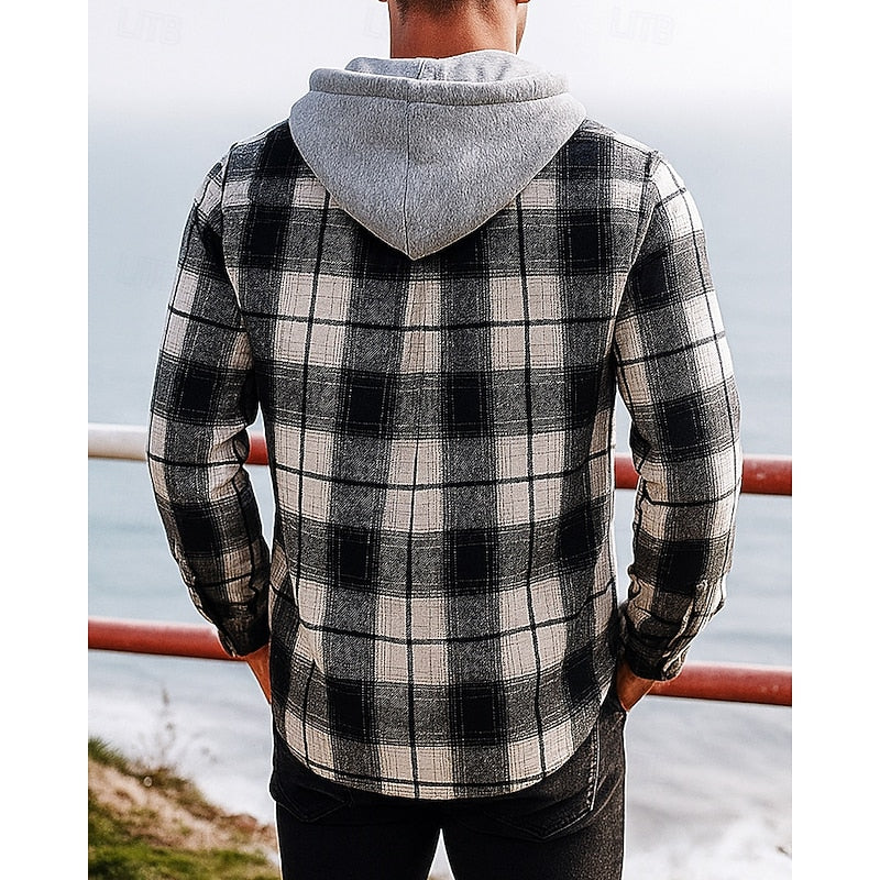 Plaid Shacket for Men | Hooded Warm Winter Layer