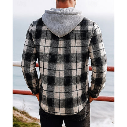 Plaid Shacket for Men | Hooded Warm Winter Layer
