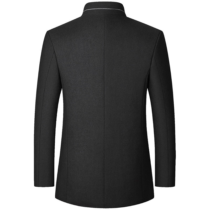 Funnel Neck Winter Coat for Men | Button Front Cold Weather Ready