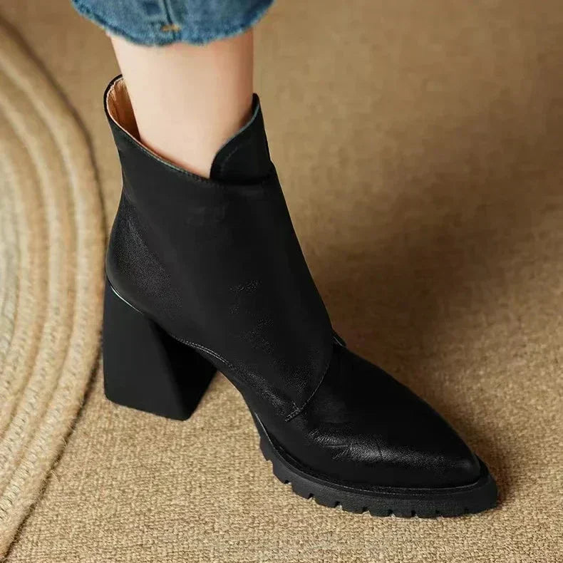 Block Heel Ankle Boots for Women | Round Toe Fall Booties