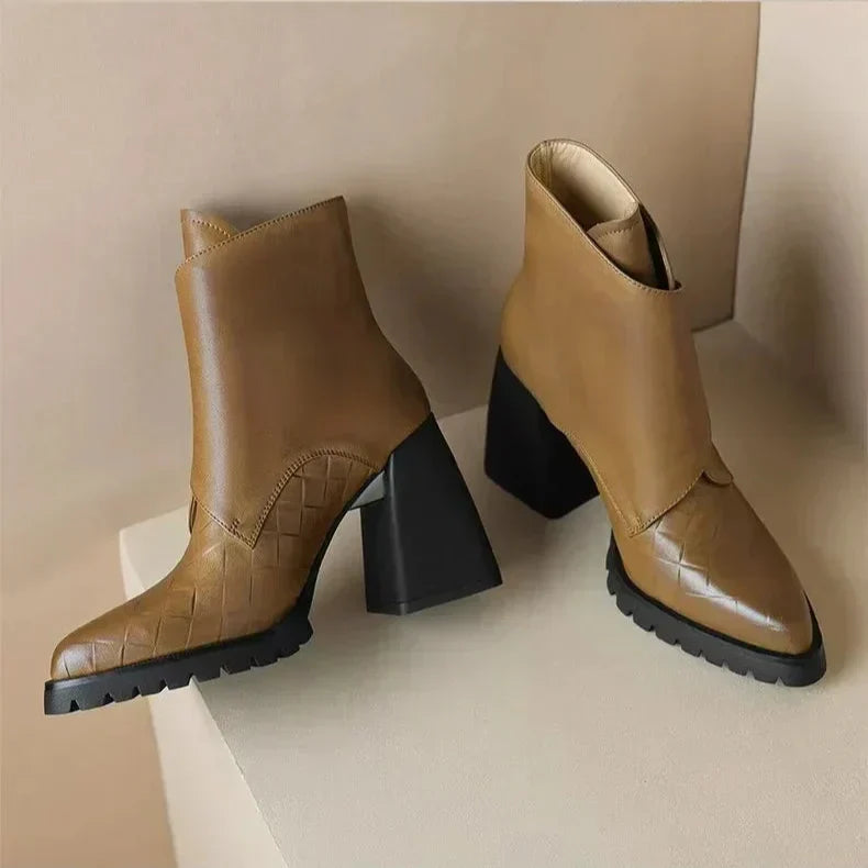 Block Heel Ankle Boots for Women | Round Toe Fall Booties