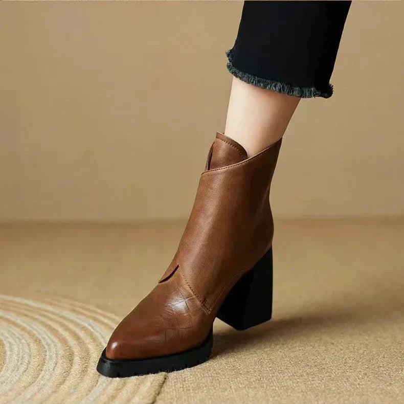 Block Heel Ankle Boots for Women | Round Toe Fall Booties