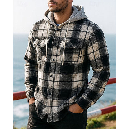 Plaid Shacket for Men | Hooded Warm Winter Layer